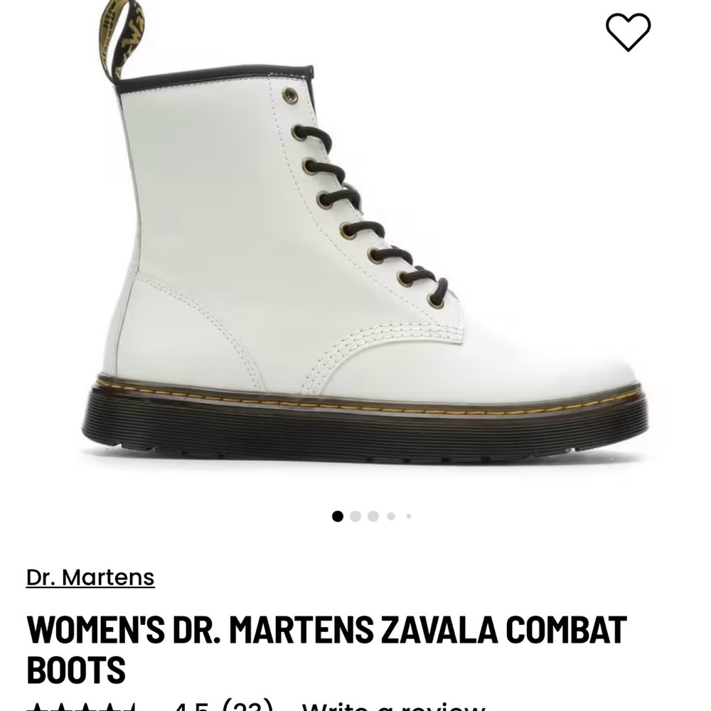 Dr. Martens Women's White Zavala Combat Boots